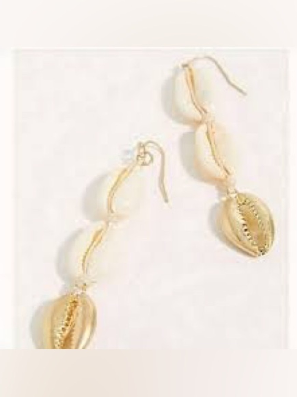 Free People Cowrie Seashell Dangle Earrings Gold Off White